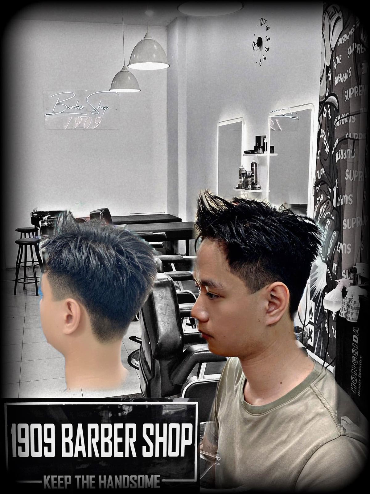 Ảnh chiến dịch 1909 Barbershop, ghép hai kiểu tóc fade